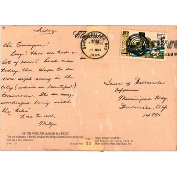 Vintage San Francisco Bay Bridge Skyline Postcard Framed Sunset Scene USA - Picture 2 of 2